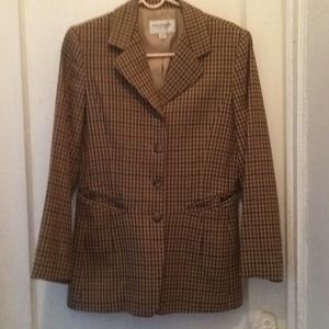 Plaid tan & black cashmere jacket